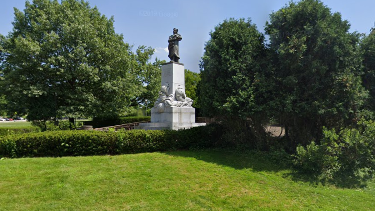 Christopher Columbus statue in Pittsburgh's Schenley Park.