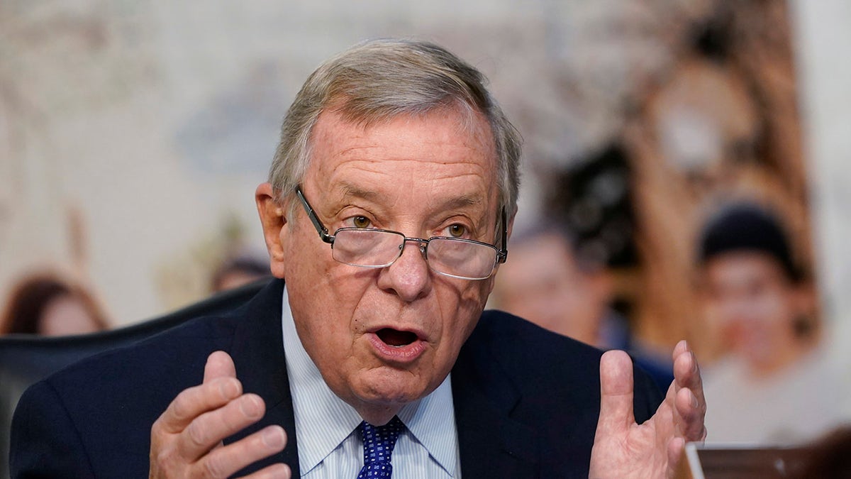 Sen. Dick Durbin, D-Ill., speaks during the confirmation hearing for Supreme Court nominee Amy Coney Barrett, before the Senate Judiciary Committee, Wednesday, Oct. 14, 2020, on Capitol Hill in Washington.