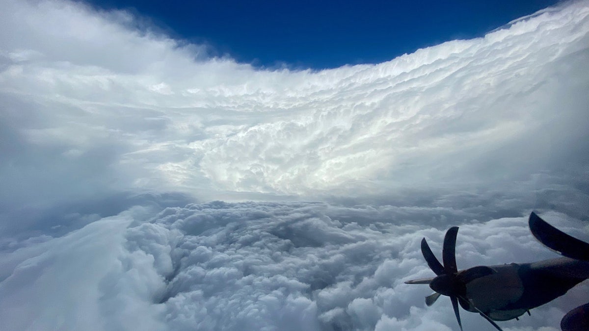 The "stadium effect" of Hurricane Epsilon can be seen on Wednesday, Oct. 21, 2020.