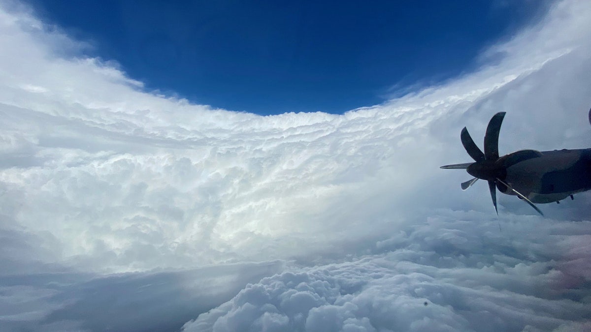 The "stadium effect" of Hurricane Epsilon can be seen on Wednesday, Oct. 21, 2020.