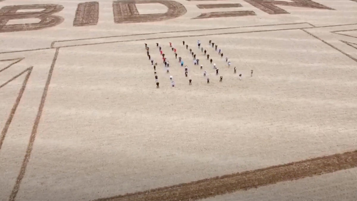 The Tama County Democrats billed their 30-acre cropfield carving in support of Joe Biden "the largest Biden sign west of the Mississippi."