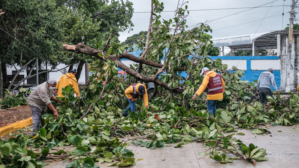 Damage in Cancun on Oct. 4, 2020, after Tropical Storm Gamma lashed Mexico.