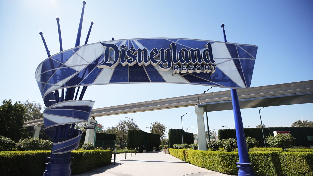 An entrance area to Disneyland stands empty on Sept. 30, 2020, in Anaheim, Calif. (Mario Tama/Getty Images)