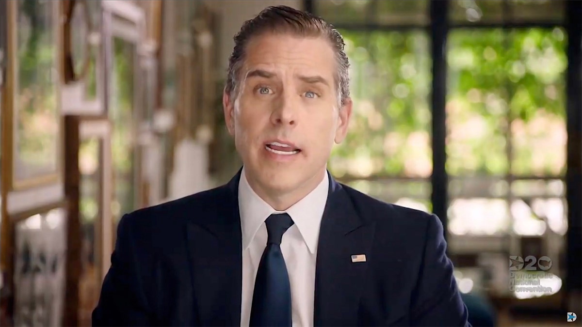 In this screenshot from the DNCC’s livestream of the 2020 Democratic National Convention, Hunter Biden, son of Democratic presidential nominee Joe Biden, addresses the virtual convention on Aug. 20, 2020. (Photo by Handout/DNCC via Getty Images)
