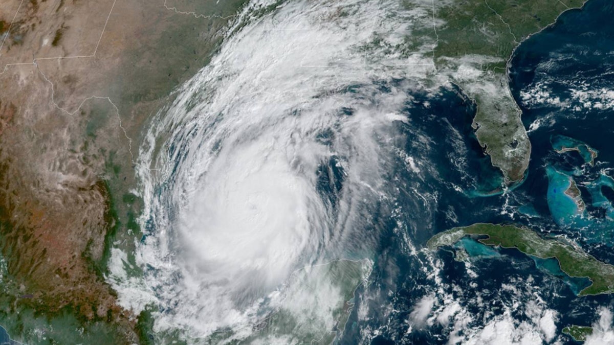 Hurricane Delta can be seen strengthening over the Gulf of Mexico on Oct. 8, 2020.