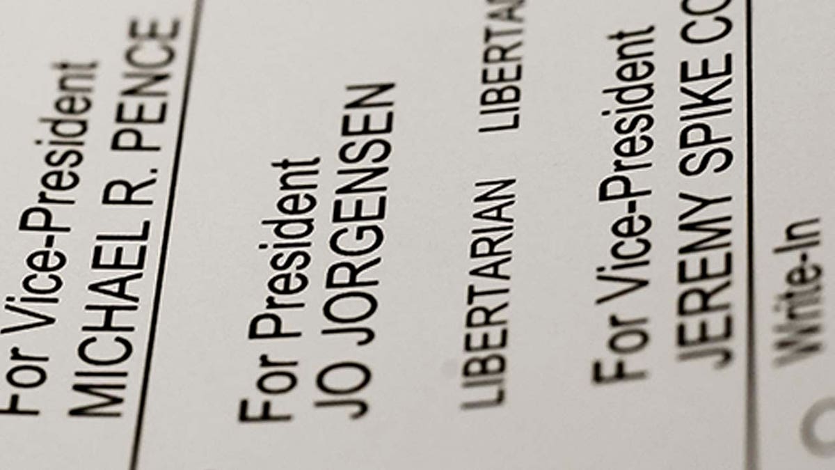 Reading, PA - September 28: A detail photo of the section of the ballot with the selections for President. Joseph R. Biden, Donald J. Trump, , and Jo Jorgensen. (Photo by Ben Hasty/MediaNews Group/Reading Eagle via Getty Images)