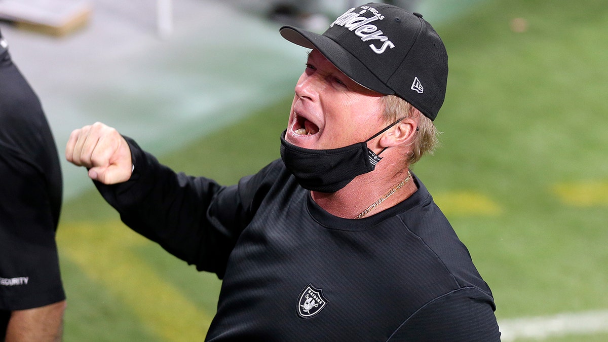 gruden wears oakland hat