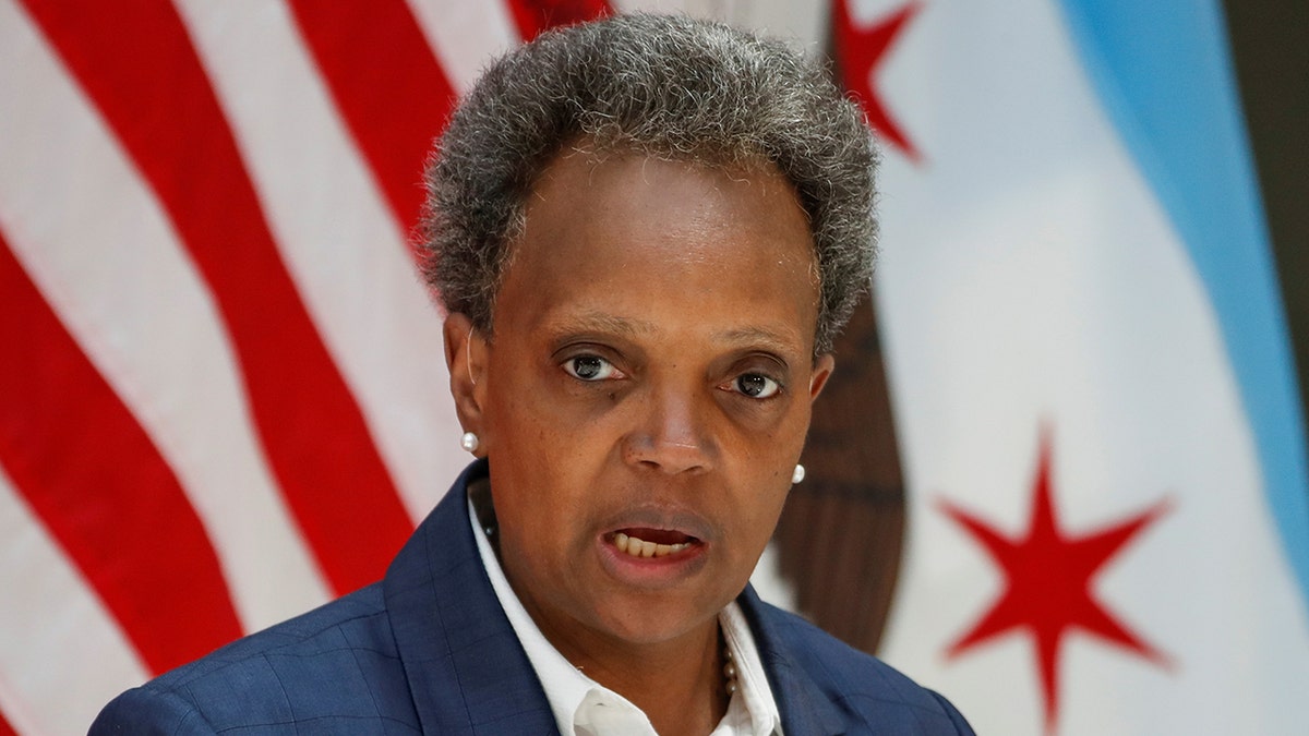 Chicago's Mayor Lori Lightfoot speaks during a science initiative event at the University of Chicago in Chicago. (REUTERS/Kamil Krzaczynski)