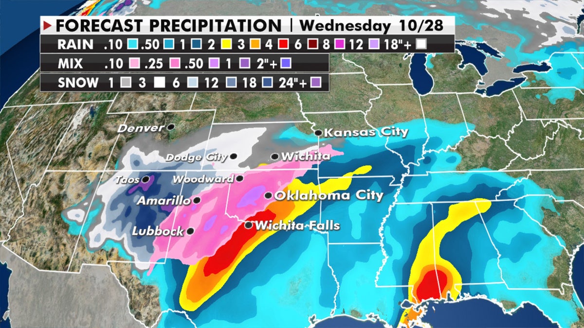 Forecast precipitation through Wednesday.