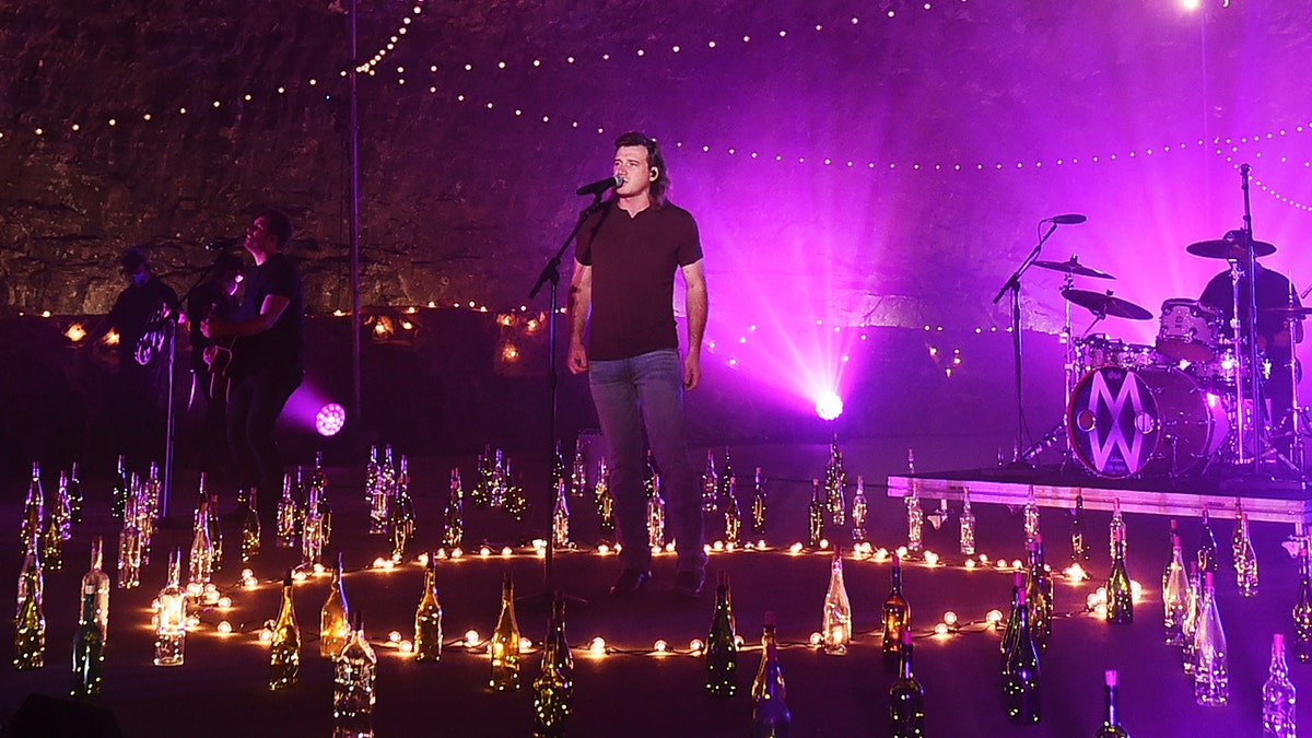 Morgan Wallen performs at Ruskin Cave in Dickson, Tennessee for the 2020 CMT Awards broadcast on Wednesday October 21, 2020.