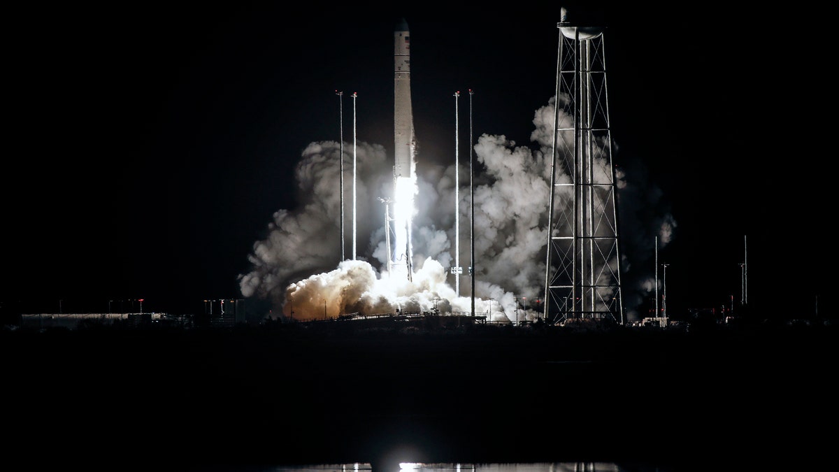 Northrup Grumman's Antares rocket lifts off the launch pad at the NASA Wallops test flight facility, Friday, Oct. 2, 2020, in Wallops Island, Va. The rocket will deliver supplies to the International Space Station.