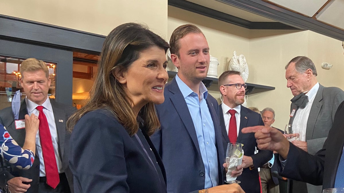 Former U.S. ambassador to the United Nations Nikki Haley, a former GOP governor of South Carolina, headlines a campaign event for congressional candidate Matt Mowers, the Republican nominee in New Hampshire's 1st District, in Bedford, N.H. on Oct. 1, 2020.