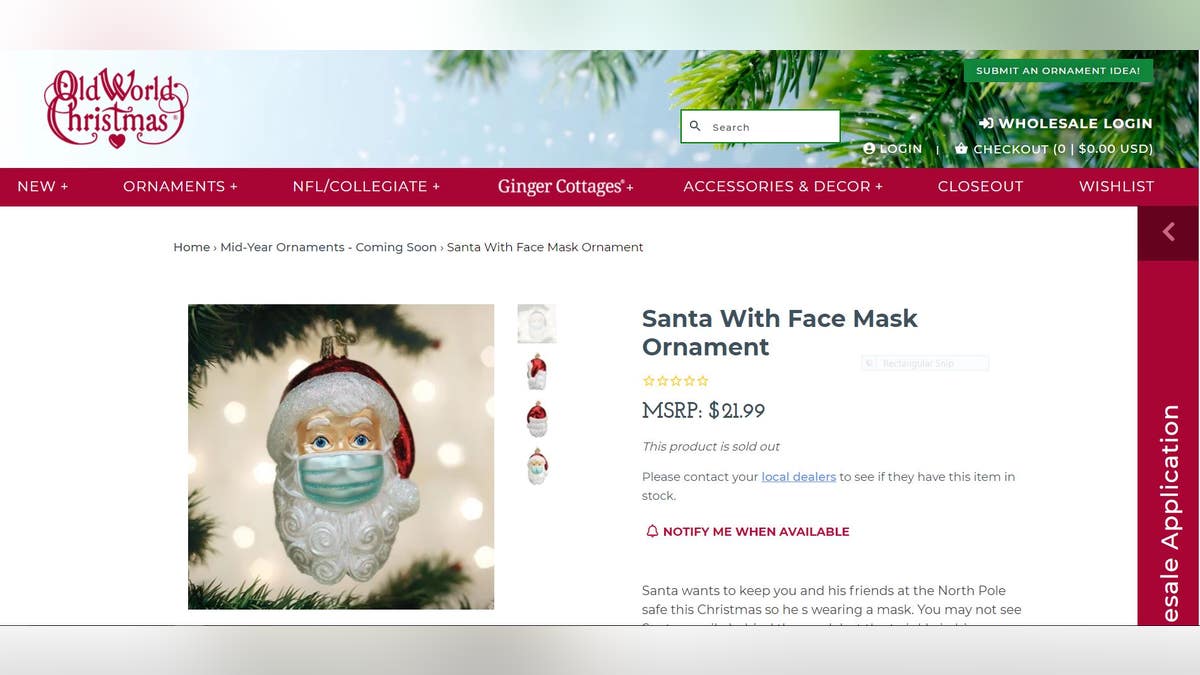 Though the yuletide season is months away, a few pandemic-related baubles are already listed as out of stock at the online Christmas shop.