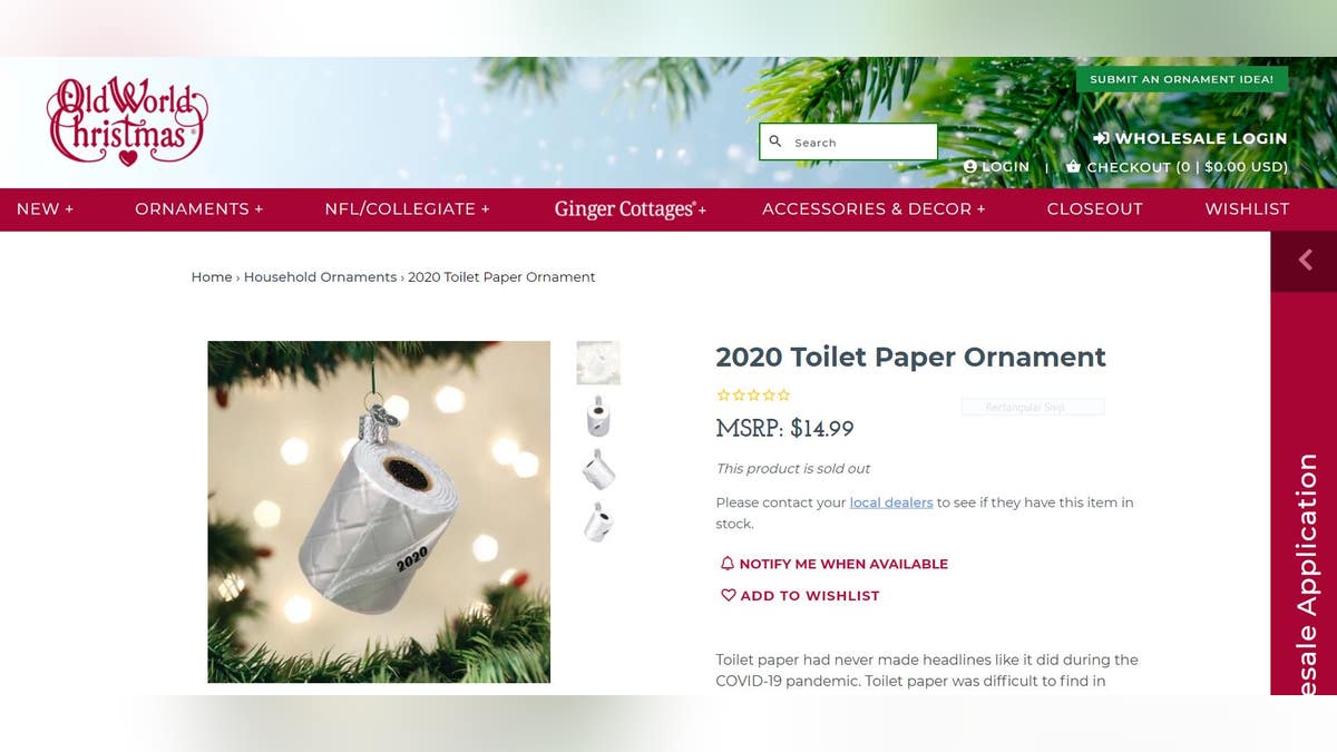 “Toilet paper had never made headlines like it did during the COVID-19 pandemic,” the TP ornament description reads.