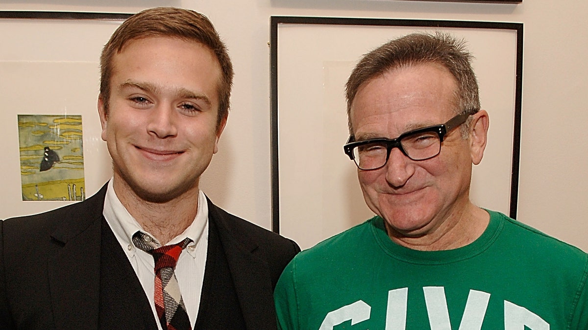 Zak Williams and Robin Williams attend the Timo Pre Fall 2009 Launch with Interview Magazine at Phillips De Pury on November 18, 2008 in New York City. (Photo by Jamie McCarthy/WireImage for Timo Wallets LLC)