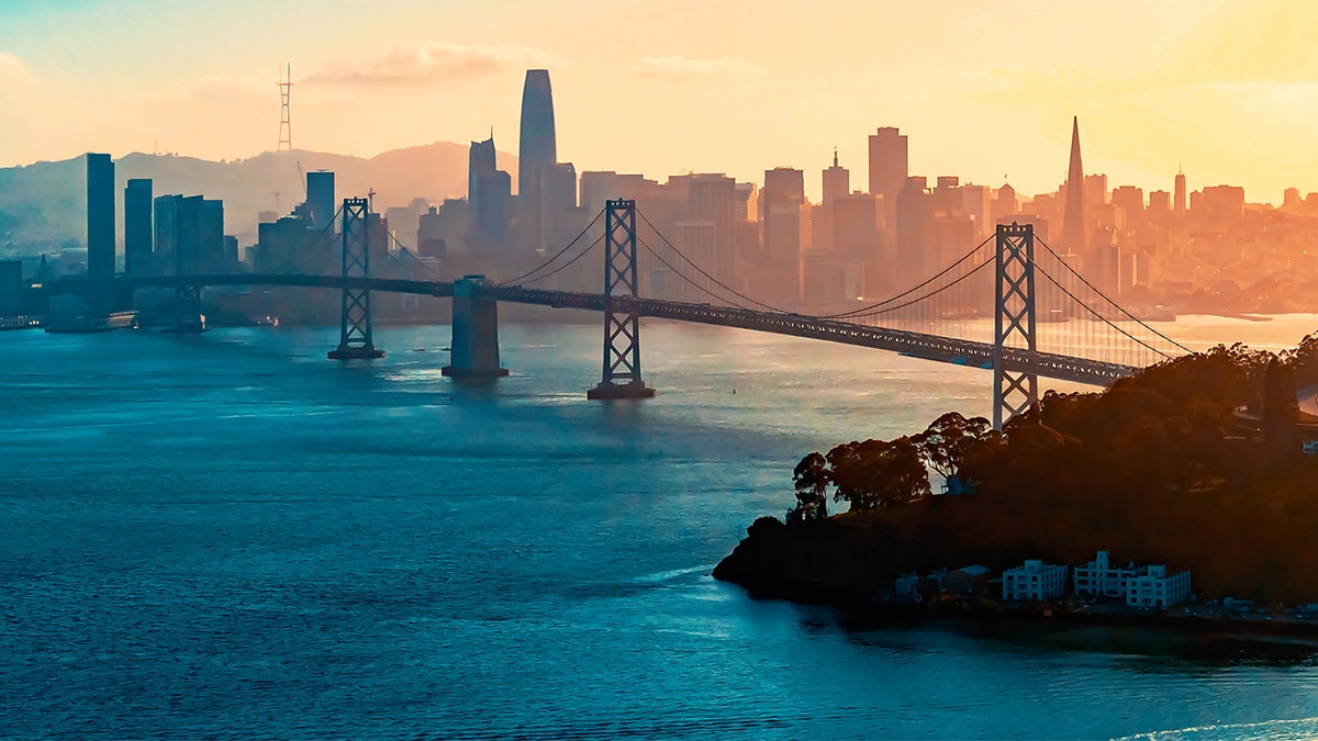 Aerial view of the Bay Bridge in San Francisco, CA