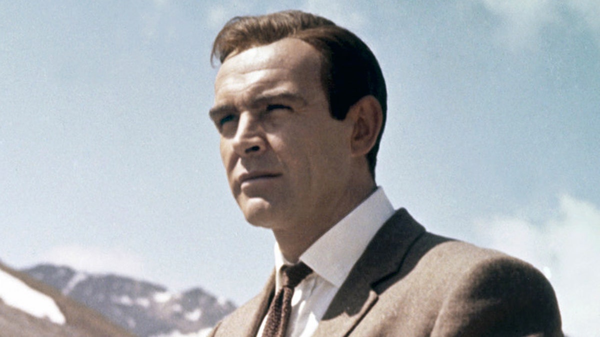 Actor Sean Connery on the set of "Goldfinger".?