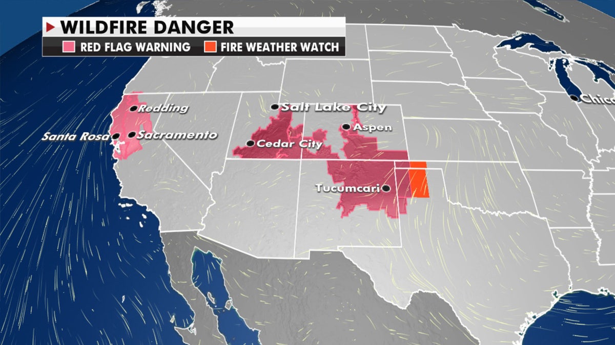 Gusty winds and warm air to the south are fueling the risk of wildfires out West.