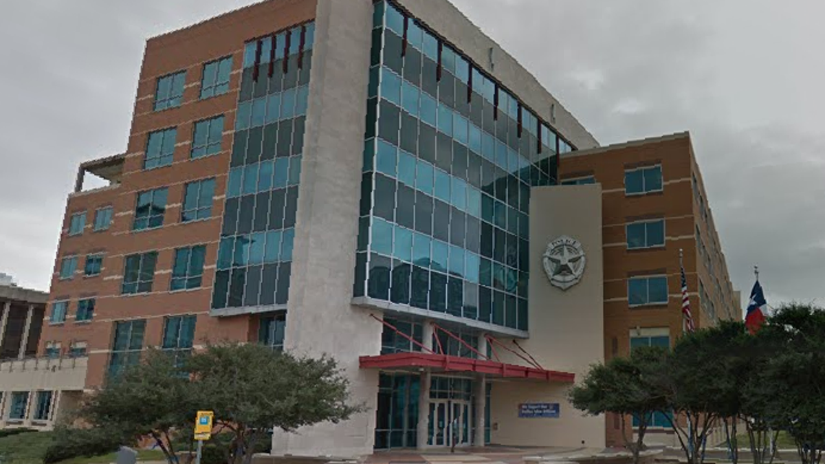 The exterior of the Dallas Police Department headquarters was vandalized Thursday night. (Google Maps)