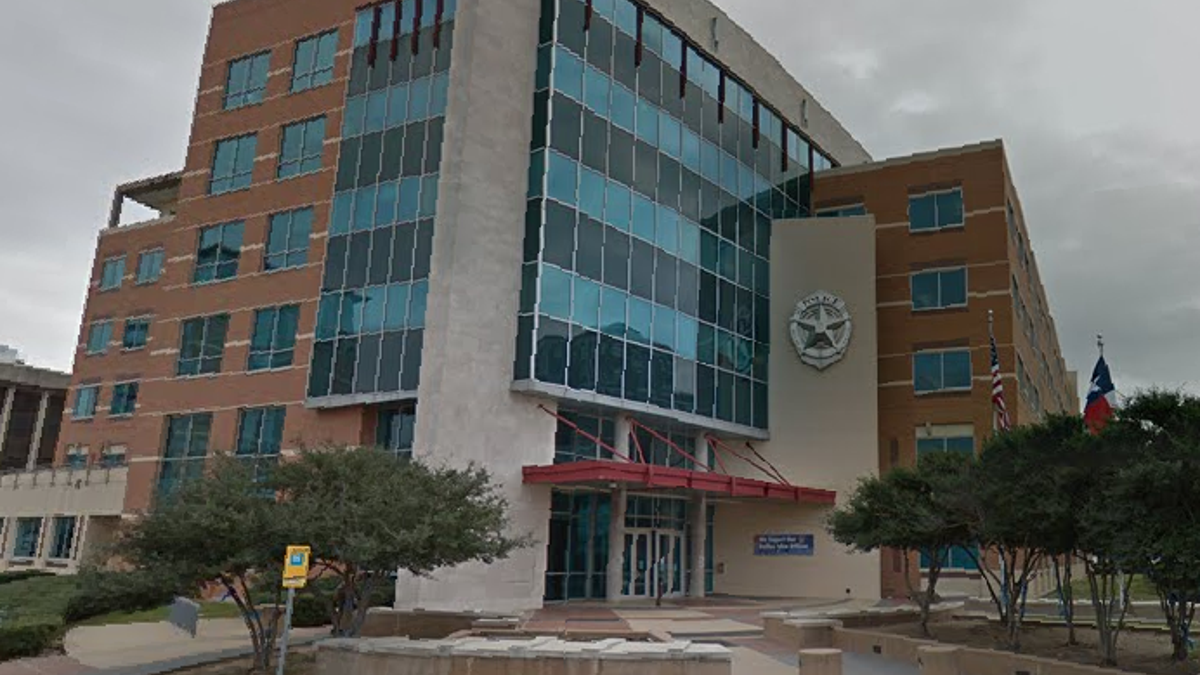 The exterior of the Dallas Police Department headquarters was vandalized Thursday night. (Google Maps)