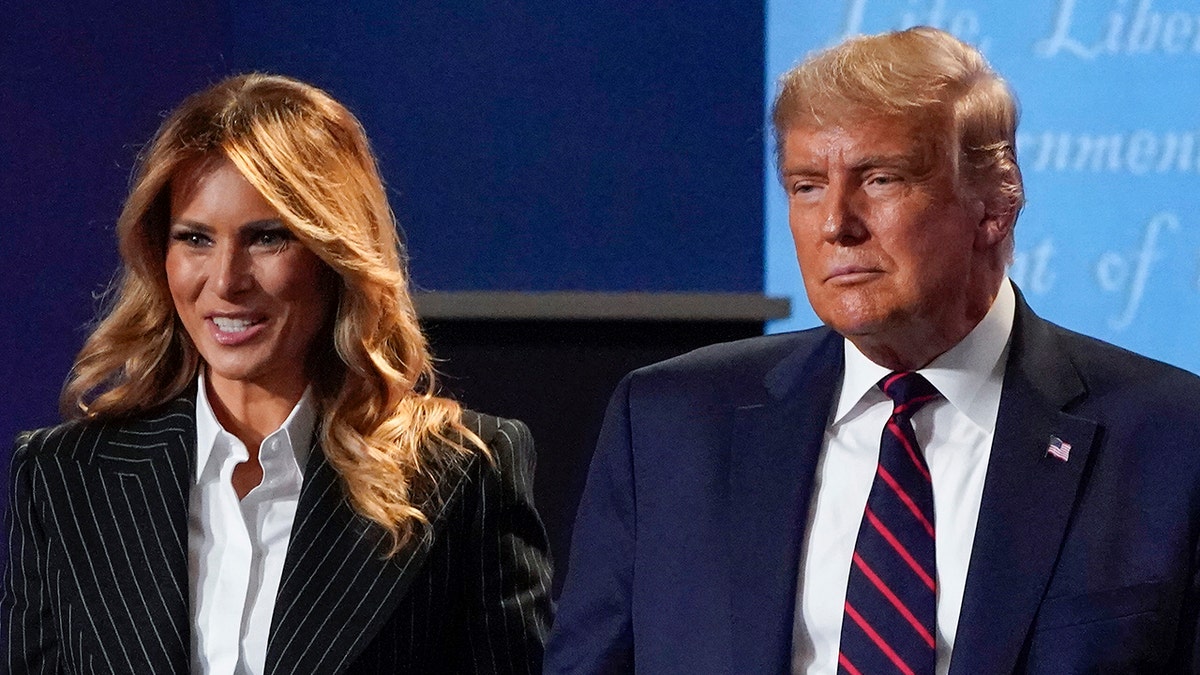 Donald Trump and Melania Trump at first presidential debate in Cleveland, Ohio