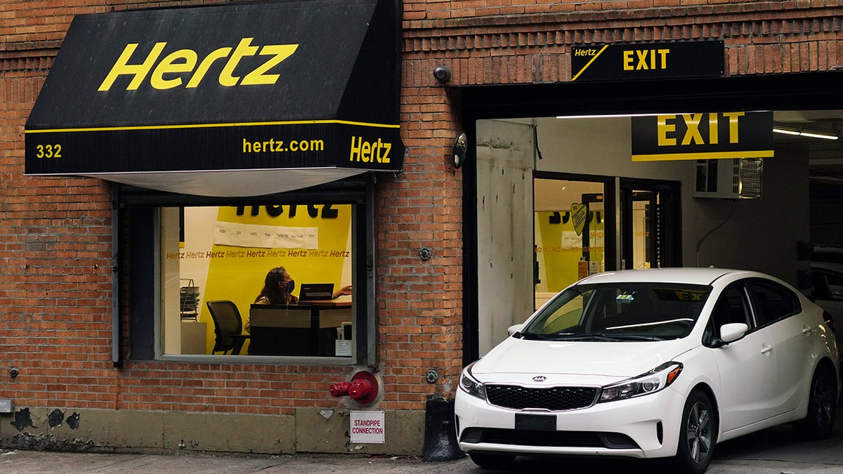 An exterior view of Hertz Car Rental during the coronavirus pandemic on May 23, 2020, in New York City. (Cindy Ord/Getty Images)