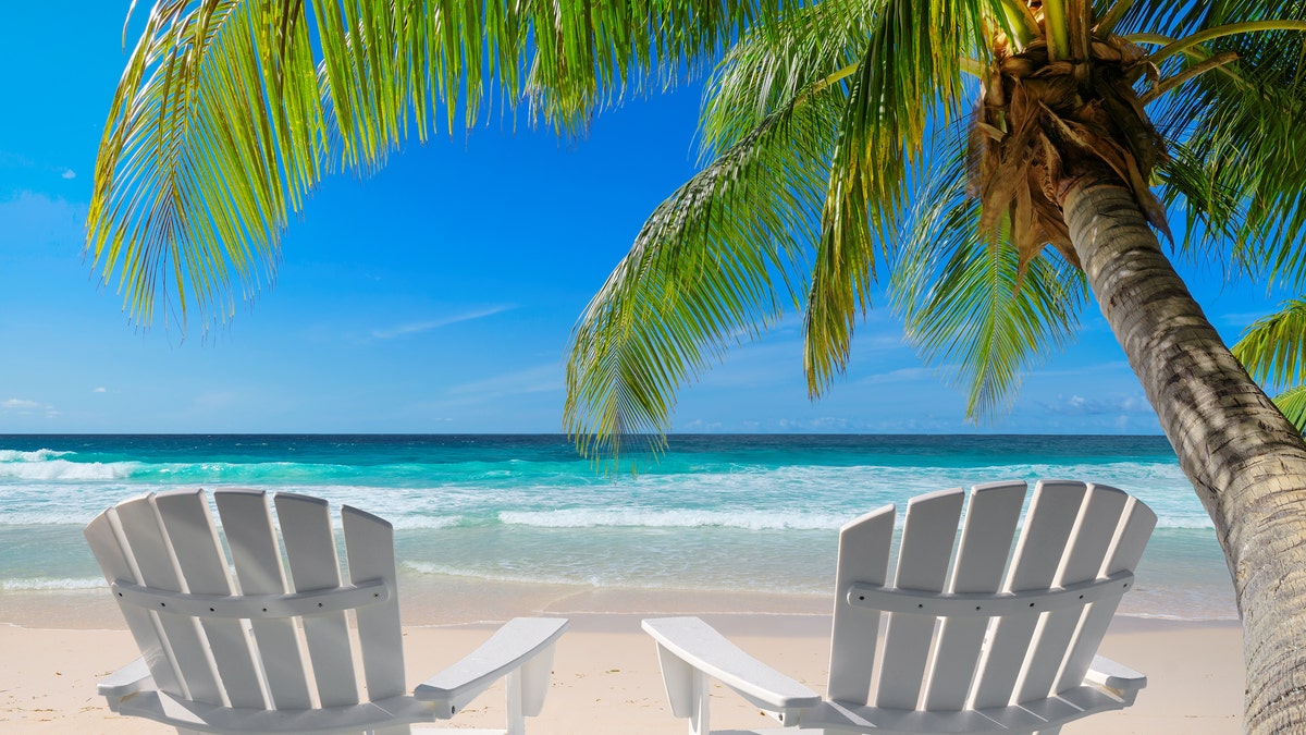beach chairs on sandy beach
