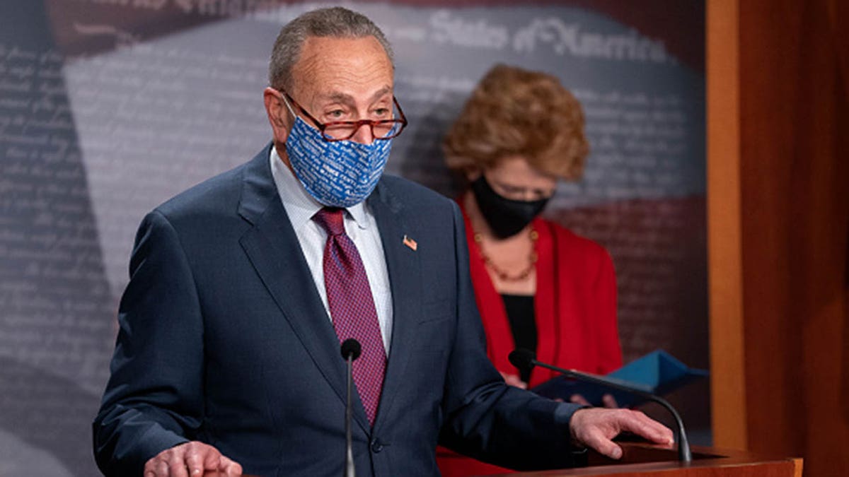 Senate Minority Leader Chuck Schumer (D-NY) speaks during a news conference on Capitol Hill on October 20, 2020 in Washington, DC. (Photo by Stefani Reynolds/Getty Images)