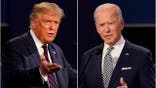 FILE - This combination of Sept. 29, 2020, file photos shows President Donald Trump, left, and former Vice President Joe Biden during the first presidential debate at Case Western University and Cleveland Clinic, in Cleveland, Ohio. (AP Photo/Patrick Semansky, File)