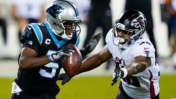 Panthers' Teddy Bridgewater briefly leaves game after getting tripped, hit hard by Falcons defenders