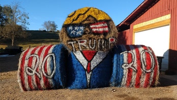 Pro-Trump hay bale sculpture crops up after Tennesee man's traditional signs were cut down