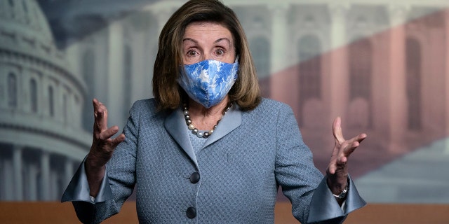 Speaker of the House Nancy Pelosi, D-Calif., holds a news conference at the Capitol in Washington, Thursday, Oct. 29, 2020. (AP Photo/J. Scott Applewhite)