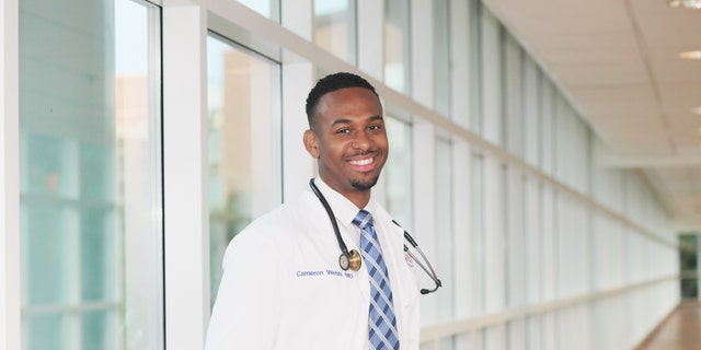 U.S. House candidate Dr. Cameron Webb regularly takes time off from the campaign trail to work hospital shifts and teach his students at the University of Virginia’s School of Medicine.
