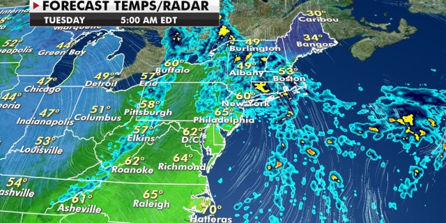 Rainy conditions can be expected in the Northeast through Tuesday.