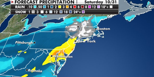 Forecast rain amounts as Zeta moves north.