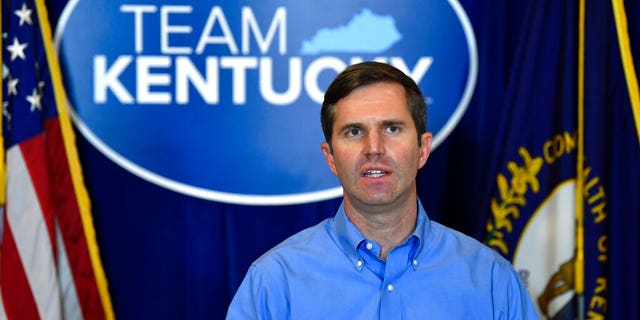 Kentucky Gov. Andy Beshear speaks to reporters at the Statehouse in Frankfort, Ky., Wednesday, Sept. 23, 2020. (Associated Press)