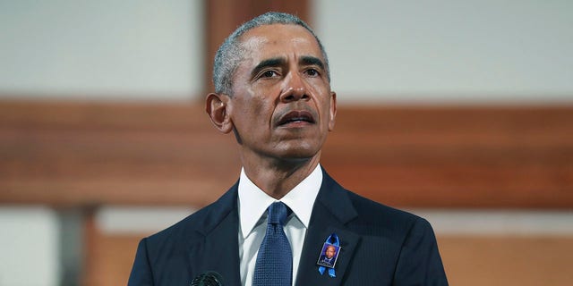 Former President Barack Obama speaks at the funeral for the late Rep. John Lewis, D-Ga., at Ebenezer Baptist Church in Atlanta, July 30, 2020. (Associated Press)<br />
”></picture></div>
<div class=