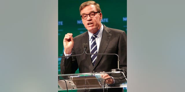 Sen. Mark Warner, D-Va., answers a moderator's question about the coronavirus during the U.S. Senatorial debate with Republican opponent Daniel Gade at Norfolk State University, Saturday, Oct. 3, 2020, in Norfolk, Va. (Associated Press)