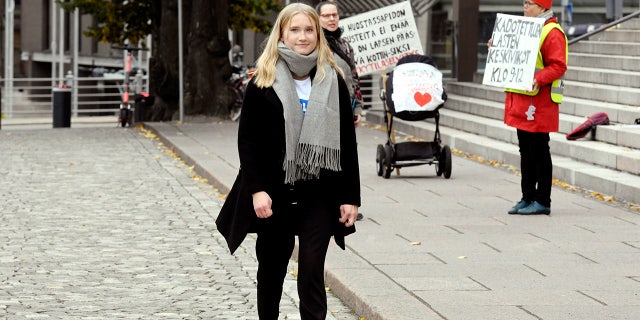 Aava Murto, is photographed, in Helsinki, Finland, Wednesday, Oct. 7, 2020. A 16-year-old girl has assumed the post of Finnish prime minister for one day in the “Girls Takeover” scheme part of the U.Ns’ Day of the Girl to raise more awareness of gender equality in the world. Aava Murto stepped into the shoes of Prime Minister Sanna Marin Wednesday to highlight the impact of technology on gender equality. (Heikki Saukkomaa/Lehtikuva via AP)