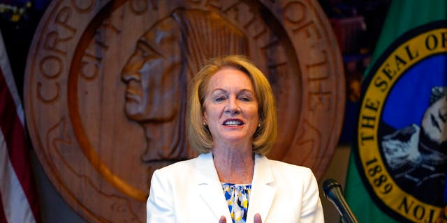 FILE: Seattle Mayor Jenny Durkan addresses a news conference about changes being made in the police department in Seattle. 