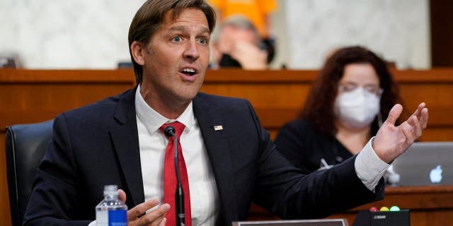 Sen. Ben Sasse, R-Neb., speaks during a confirmation hearing for Supreme Court nominee Amy Coney Barrett before the Senate Judiciary Committee, Monday, Oct. 12, 2020, on Capitol Hill in Washington. (AP Photo/Susan Walsh, Pool)