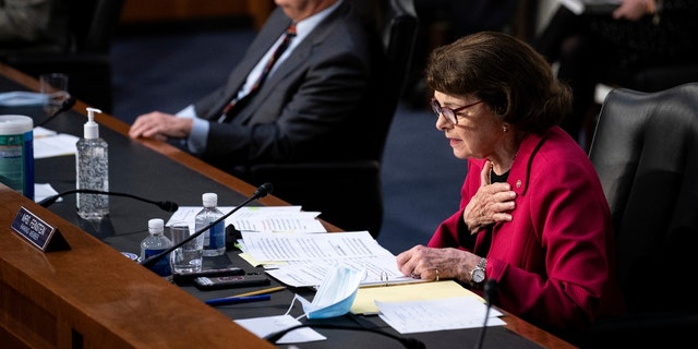 Sen. Dianne Feinstein, D-Calif., speaks during the confirmation hearing for Supreme Court nominee Amy Coney Barrett before the Senate Judiciary Committee, Oct. 13, 2020, on Capitol Hill.