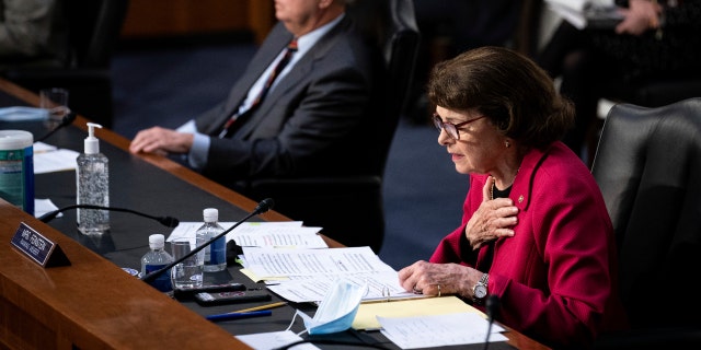 Sen. Dianne Feinstein, D-Calif., speaks during the confirmation hearing for Supreme Court nominee Amy Coney Barrett before the Senate Judiciary Committee, Oct. 13, 2020, on Capitol Hill.