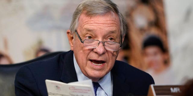 Sen. Dick Durbin, D-Ill., speaks during the confirmation hearing for Supreme Court nominee Amy Coney Barrett, before the Senate Judiciary Committee, Wednesday, Oct. 14, 2020, on Capitol Hill in Washington. (AP Photo/Susan Walsh, Pool)