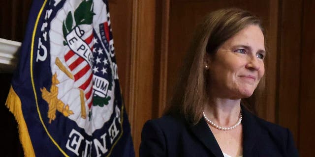 Amy Coney Barrett, then-Supreme Court candidate, will be seen on October 21, 2020, on Capitol Hill in Washington.  (Associated Press)