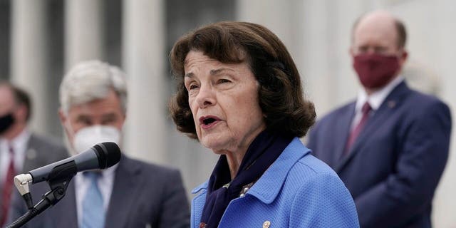 Sen.  Dianne Feinstein speaks during a news conference Oct. 22, 2020, at the Capitol in Washington.