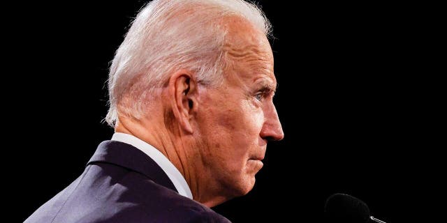 Joe Biden speaks in the final presidential debate at Belmont University, Thursday, Oct. 22, 2020 (Jim Bourg/Pool via AP)