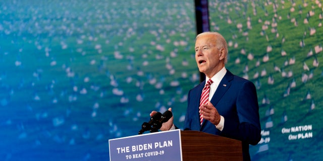 Democratic presidential candidate former Vice President Joe Biden speaks about coronavirus at The Queen theater in Wilmington, Del., Friday, Oct. 23, 2020. (AP Photo/Andrew Harnik)