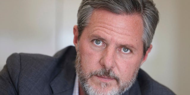 Nov. 16, 2016: Liberty University president Jerry Falwell Jr., poses during an interview in his offices at the school in Lynchburg, Va. Falwell filed a lawsuit Wednesday, Oct. 28, 2020, against Liberty University with defamation and breach of contract claims alleging the school damaged his reputation in statements after his resignation. (AP Photo/Steve Helber)
