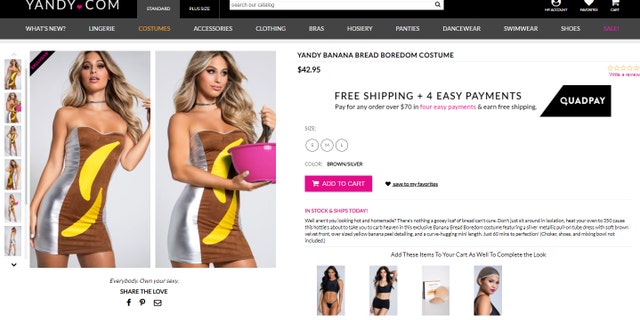 The "Banana Bread Boredom" costume seemingly commemorates those few weeks when nearly the entire country decided to take up baking all at once.